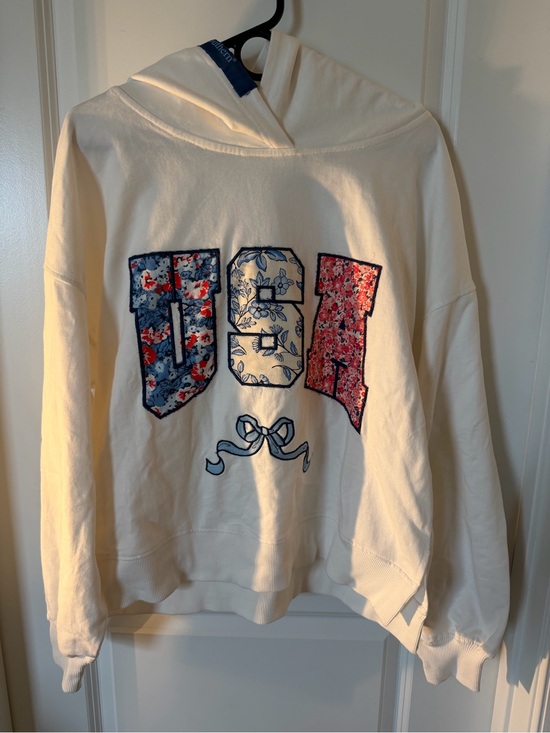 Simply Southern Tops - Simply Southern Cream Floral Patch Hoodie Sweatshirt - Women